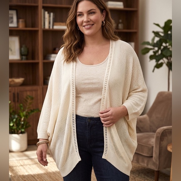 Torrid Plus Size Medallion Knit Ruana - Picture 2 of 9